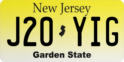 NJ license plate J20YIG