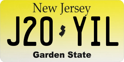 NJ license plate J20YIL