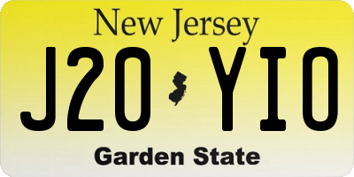 NJ license plate J20YIO