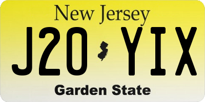 NJ license plate J20YIX