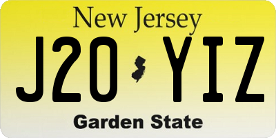 NJ license plate J20YIZ