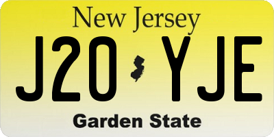NJ license plate J20YJE