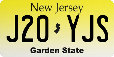 NJ license plate J20YJS