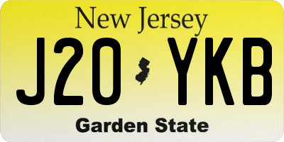 NJ license plate J20YKB