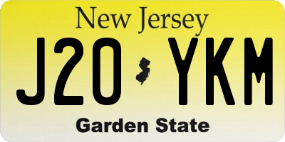 NJ license plate J20YKM