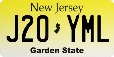 NJ license plate J20YML