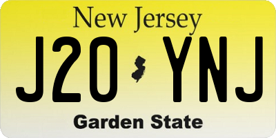 NJ license plate J20YNJ