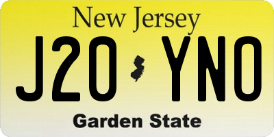 NJ license plate J20YNO