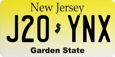 NJ license plate J20YNX