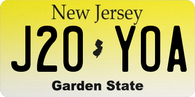 NJ license plate J20YOA