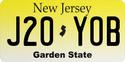 NJ license plate J20YOB