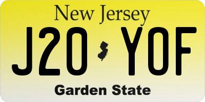 NJ license plate J20YOF