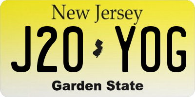 NJ license plate J20YOG