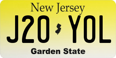 NJ license plate J20YOL