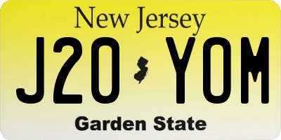 NJ license plate J20YOM