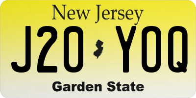 NJ license plate J20YOQ