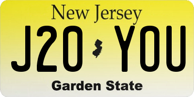 NJ license plate J20YOU