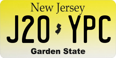 NJ license plate J20YPC