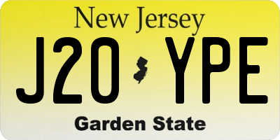 NJ license plate J20YPE