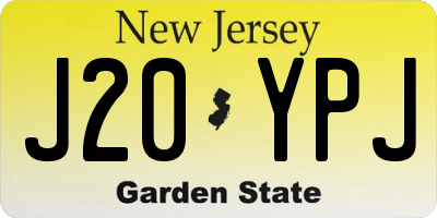 NJ license plate J20YPJ