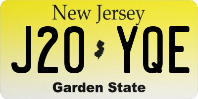 NJ license plate J20YQE
