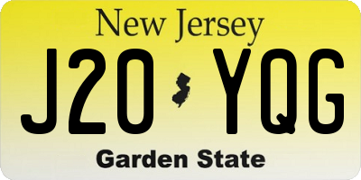 NJ license plate J20YQG