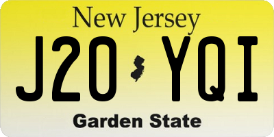 NJ license plate J20YQI