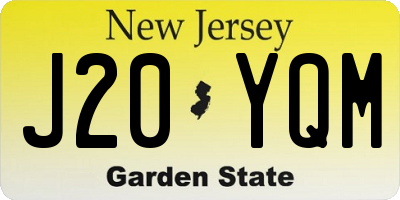NJ license plate J20YQM