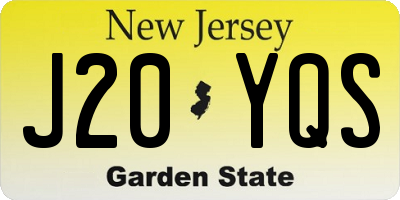 NJ license plate J20YQS