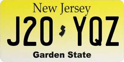 NJ license plate J20YQZ