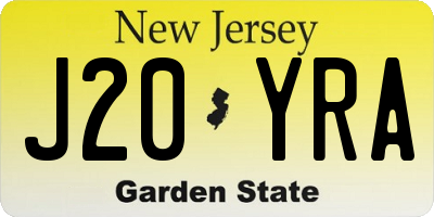 NJ license plate J20YRA