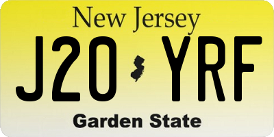 NJ license plate J20YRF