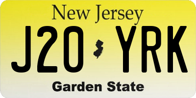 NJ license plate J20YRK