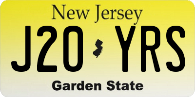 NJ license plate J20YRS