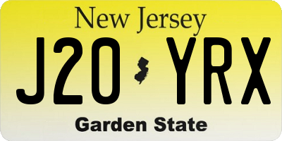 NJ license plate J20YRX