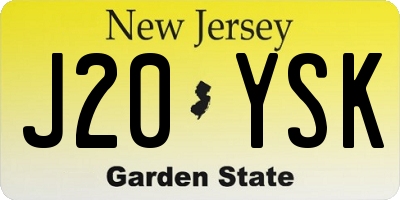 NJ license plate J20YSK