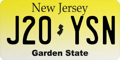 NJ license plate J20YSN