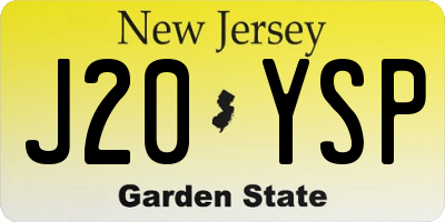 NJ license plate J20YSP