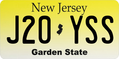NJ license plate J20YSS