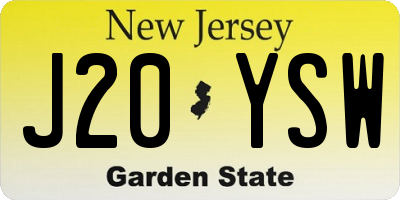 NJ license plate J20YSW