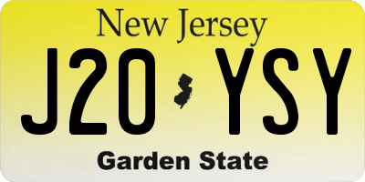 NJ license plate J20YSY
