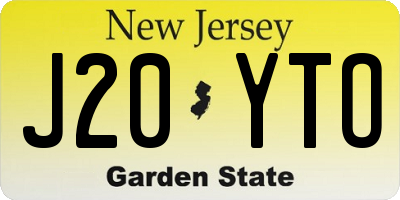NJ license plate J20YTO