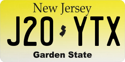 NJ license plate J20YTX