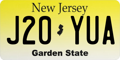 NJ license plate J20YUA