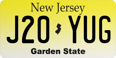 NJ license plate J20YUG