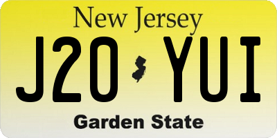 NJ license plate J20YUI