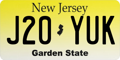NJ license plate J20YUK