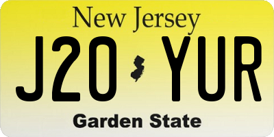 NJ license plate J20YUR