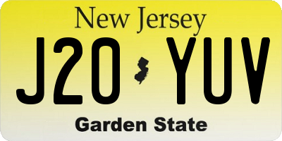 NJ license plate J20YUV