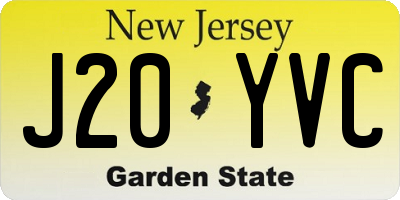 NJ license plate J20YVC